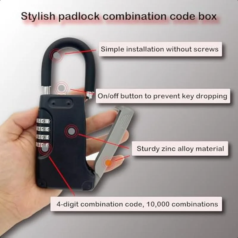 Portable Combination Key Safe with Reset Code for Home Real Estate Agent Vacation Rental Key Safe Security Padlock