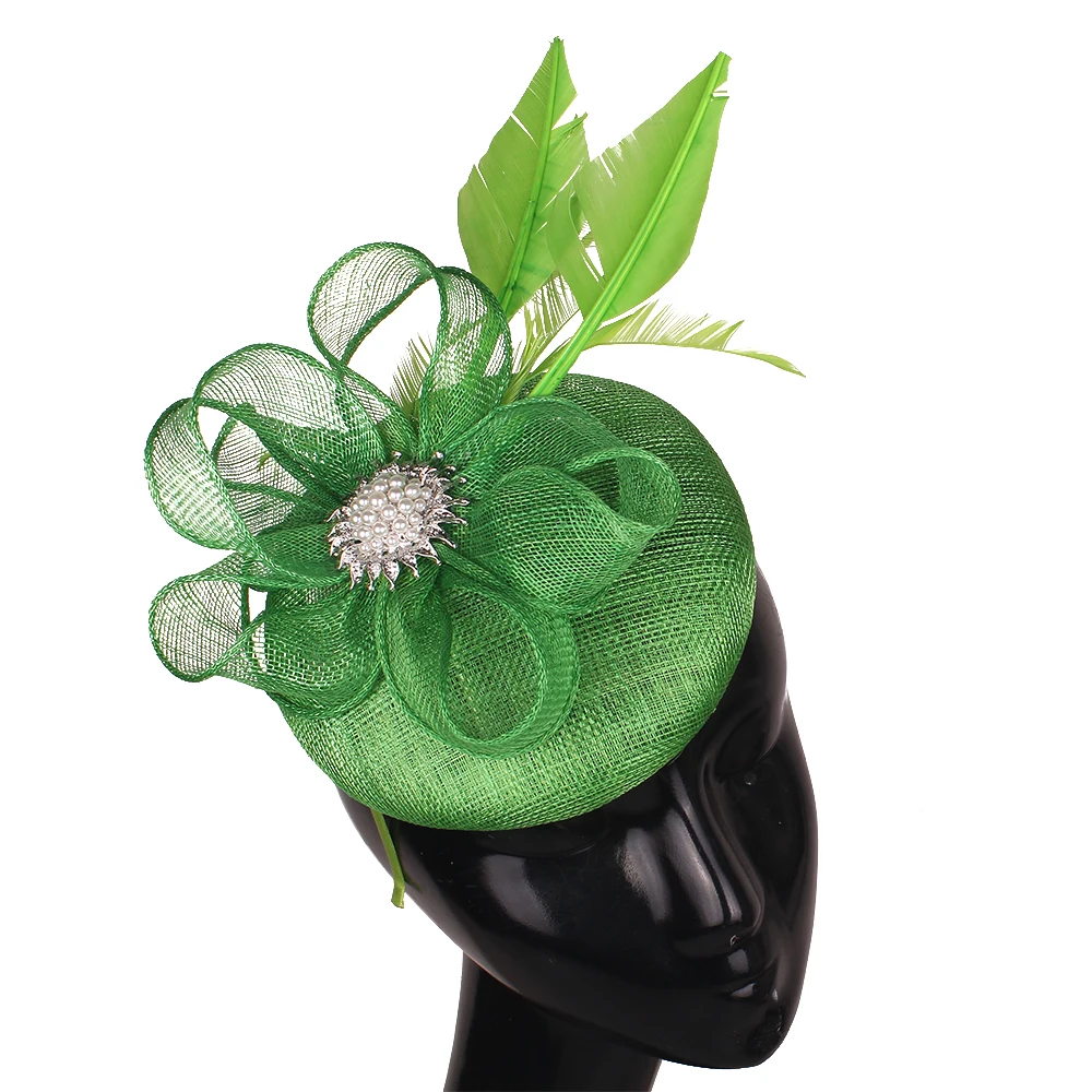 Elegant Bride High-Quality Sinamay Fascinators Headwear Hat for Women Headband Wedding Banquet Cocktail Millinery Hair Accessory