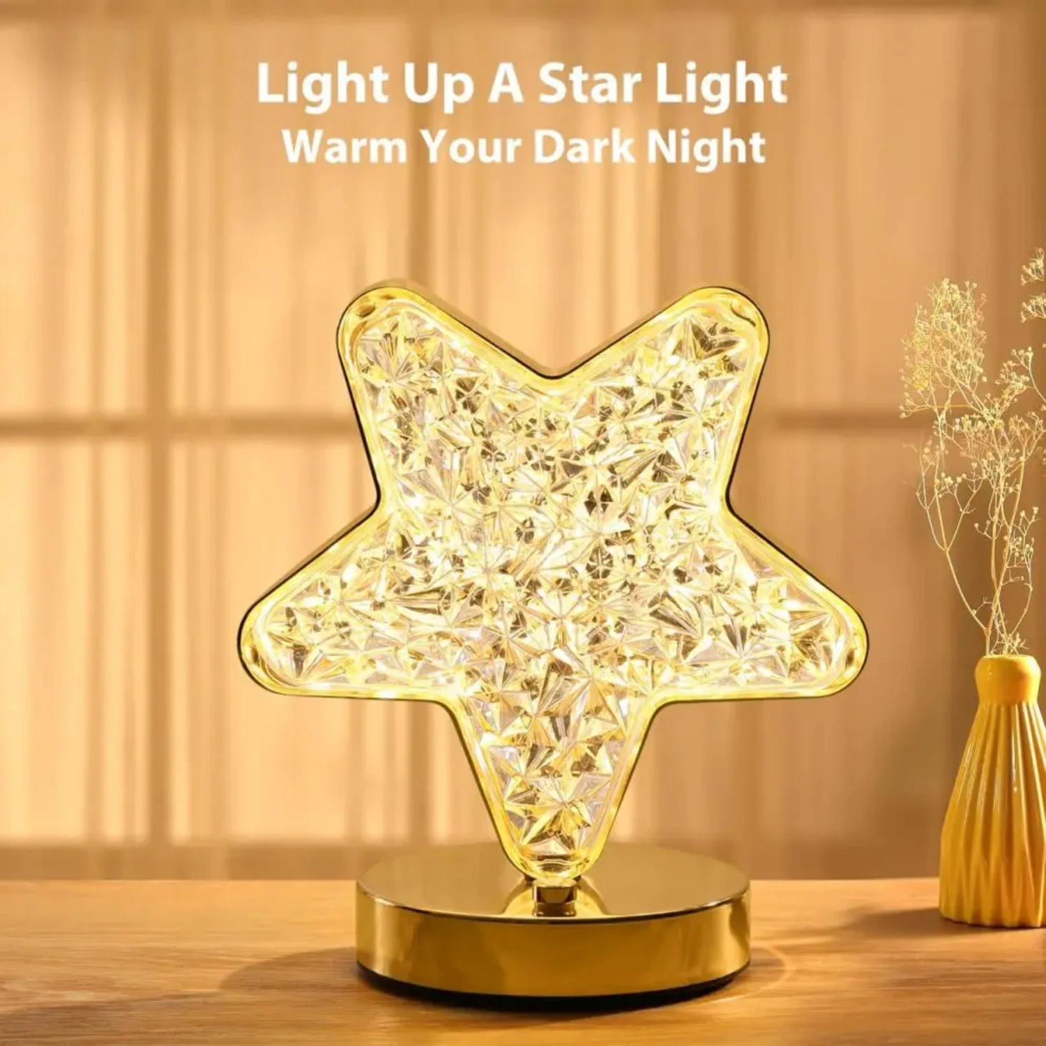 Star  Lamp Crystal LED Night Light USB  Dimming Table Lamps Bedroom Bedside Desk Lamp Room Decorations Girls  Gifts