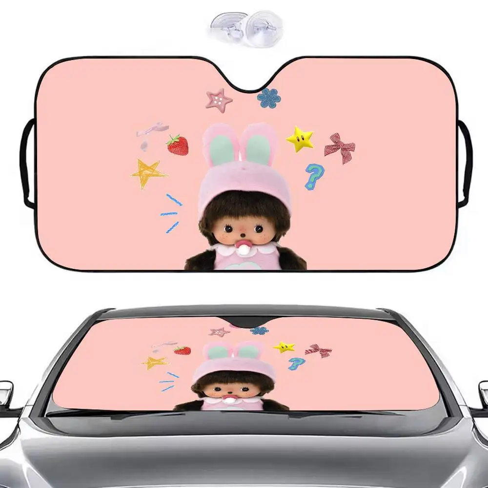 Kartun M-Monchhichi Payung Kerai Mobil Kaca Depan Mobil Pelindung Sinar UV dan Pendingin Interior