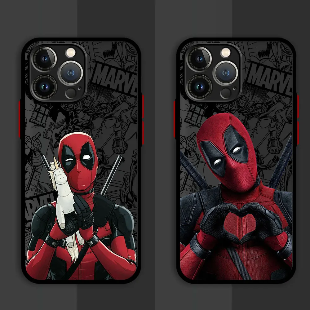 Marvel Deadpool Hard PC Luxury Matte Cover Case for iPhone 16 15 XR X 14 16 Plus XS Max 13 Mini 15 16 Pro Max 12 11 Pro 12 Pro