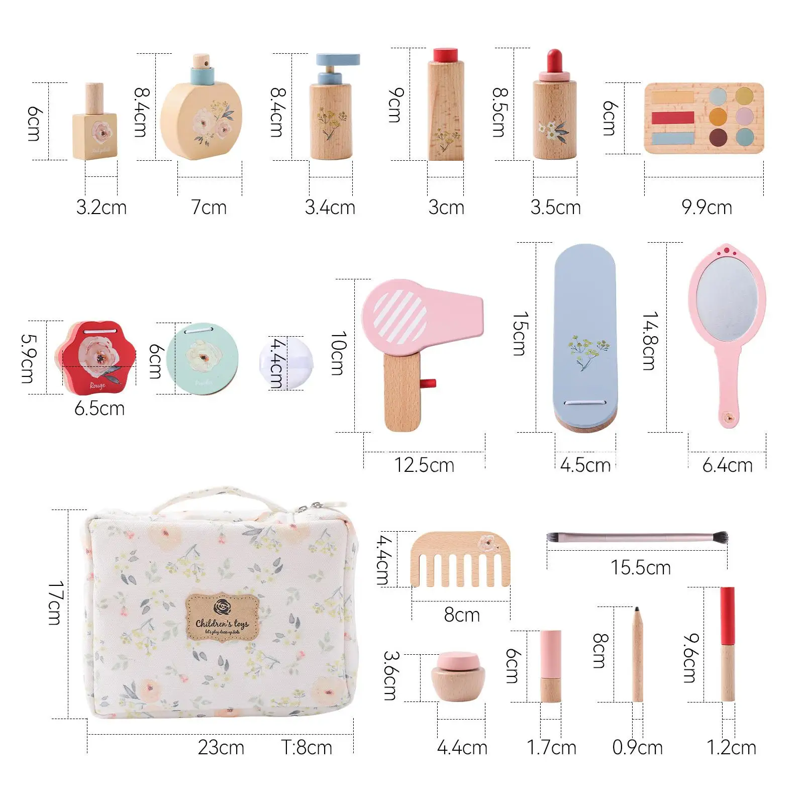 Pretend Play Makeup Beauty Set Girls Gift Early Learing Pretend Wood Beauty