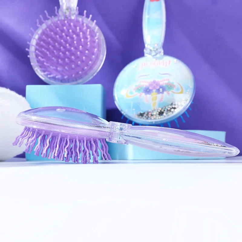 Magic Comb Anti-static Massage Cartoon Unicorn Hair Brushes Massage Hairbrush Comb Tangle Detangle Shower Salon Accessories Pink view 3
