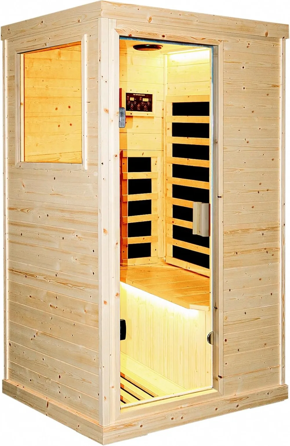 

Home Sauna 1 Person Spruce Wood Low EMF FAR Infrared Sauna for Home Infrared Saunas for Home with Control Panel and Tempered