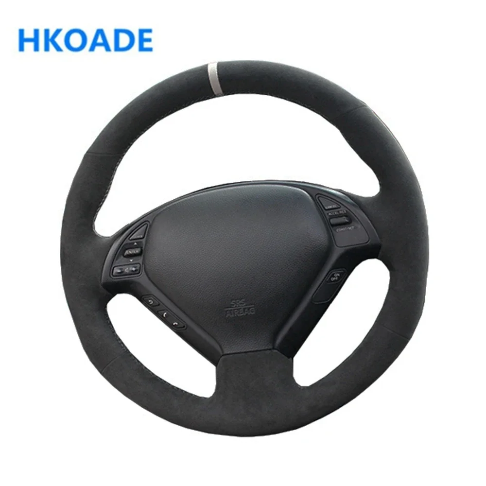 Customize DIY Suede Leather Car Steering Wheel Cover For Infiniti G G25 G35 G37 EX EX35 EX37 Q Q40 Q60 QX50 (US) Car Interior