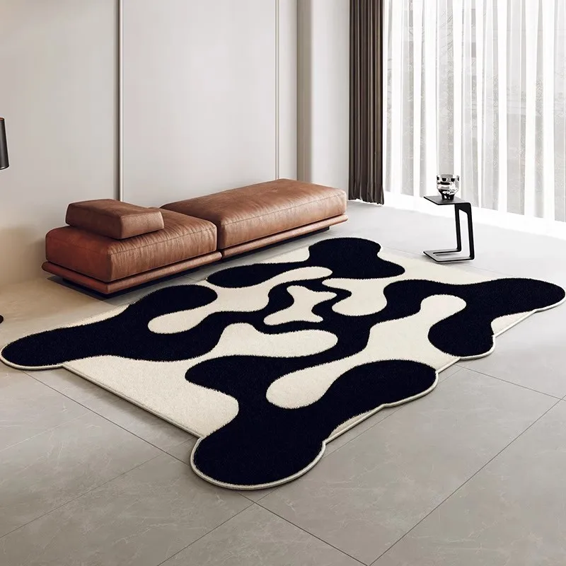 French Irregular Plush Carpet for Living Room Decor Home Bedroom Bedside Soft Non-slip Rugs Simple Lounge Cloakroom Fluffy Rug