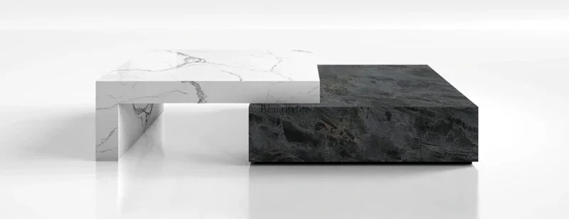 

ld 38 Italian minimalist large flat rock slab combination coffee table light luxury modern