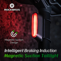 ROCKBROS Magnetic Bicycle Lamp Intelligent Road Taillight Brake Sense 400mAh LED Flashlight High Brightness Type-c Rechargeable
