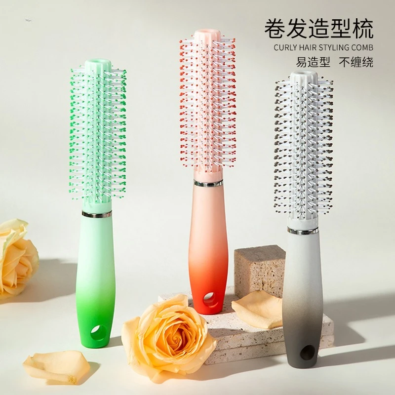 1pc AAnti Slip Handle Rolling Comb Exfoliating Hair Comb Anti-Static Massage Comb Dry Special for Real Hair Wigs