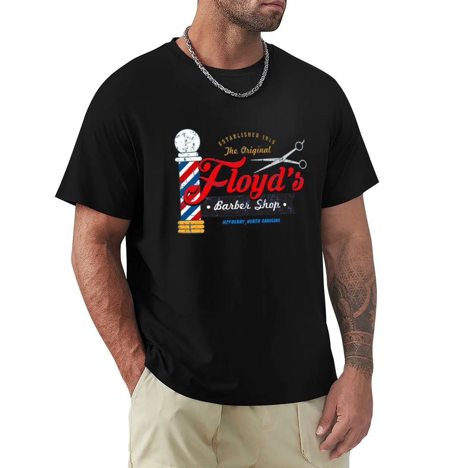 Floyd's Barbershop from The Andy Griffith Show T-Shirt Industrial Work Tee Shirt