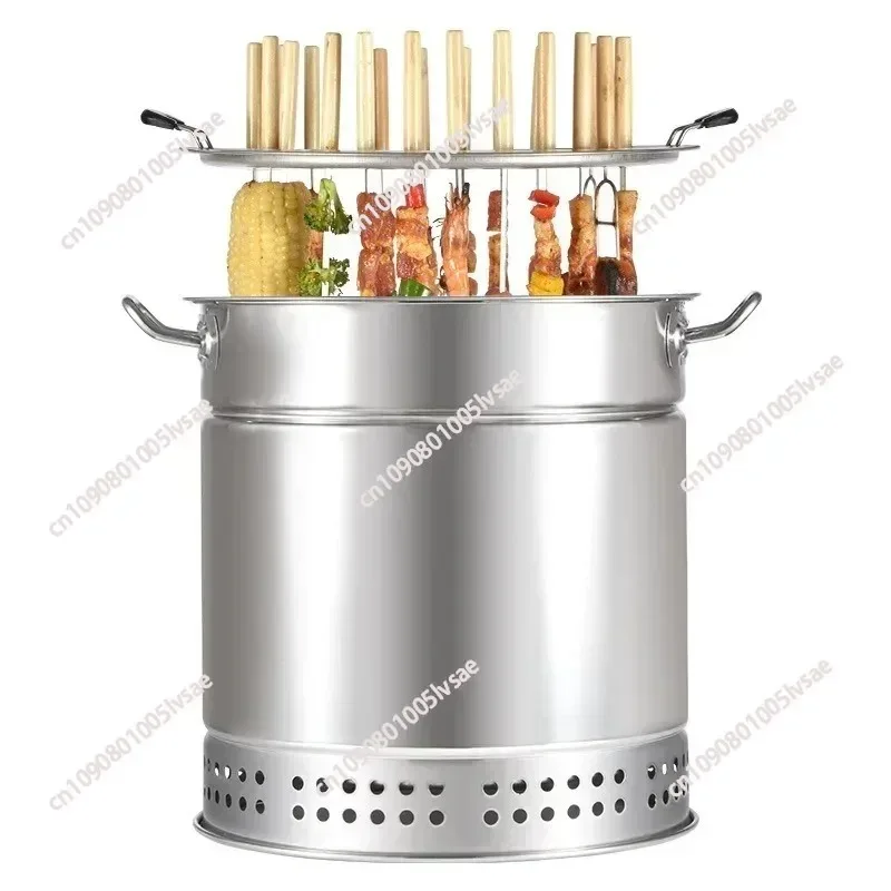 BBQ  Smokeless Barbecue Home Outdoor Hanging Stove Charcoal Grill Indoor Stainless Steel Oven 20/28 Strings