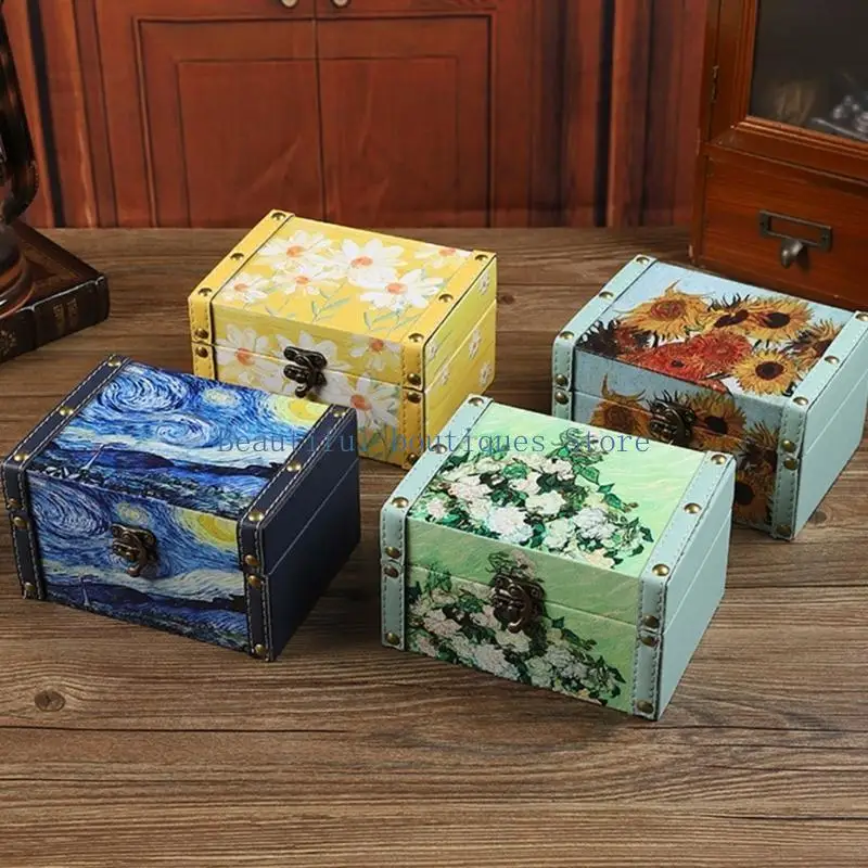 مربع تخزين مجوهرات خشبي محمول U4LF مع إكسسوارات داخلية ناعمة ومقصورات للديكور المنظم المنزلي #5