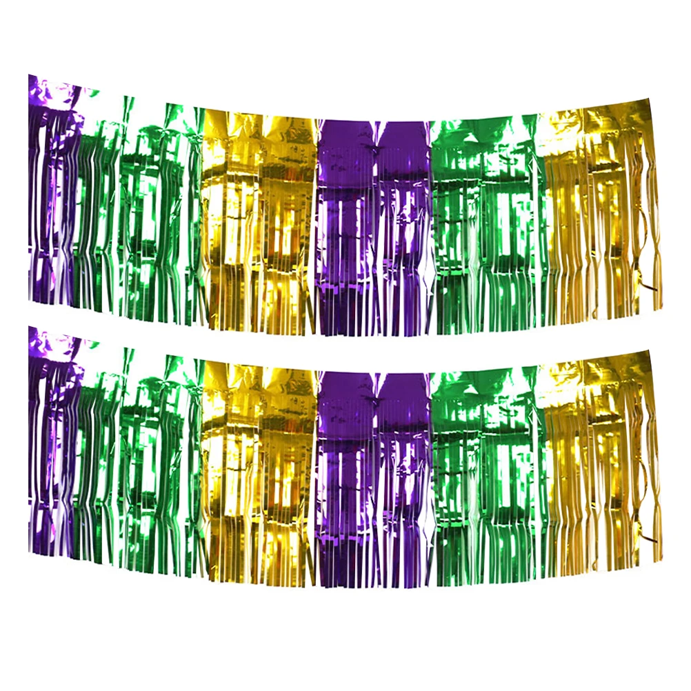 

2pcs Colorful Tassel Hangings Party Curtain Party Carnival Curtain Carnival Background Tassel Hangings Photography Props