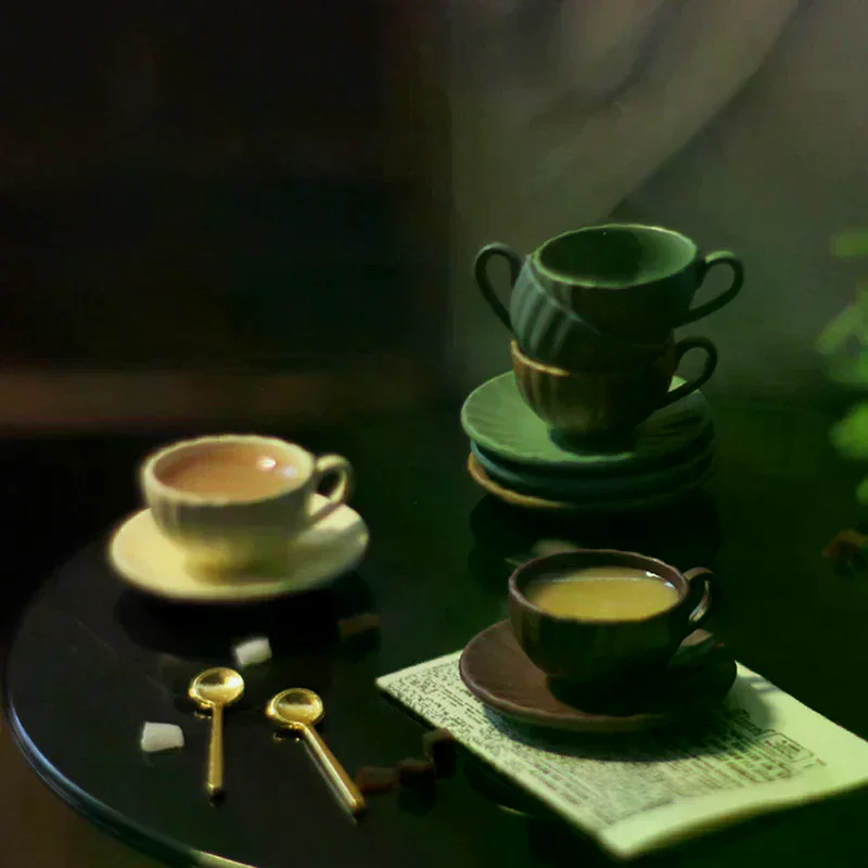 3pc/Set 1:12 Dollhouse Mini Furniture Model Diy Accessories Coffee Cup Saucer Spoon For Kids