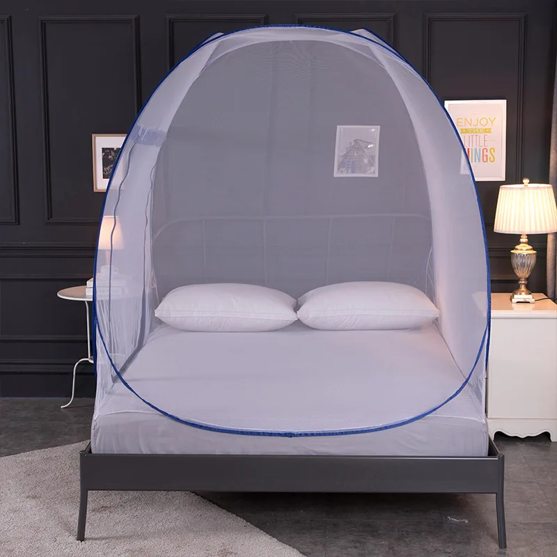 Easy Setup Pop Up Mosquito Net Double Door Dense Weave Anti Tear Bed Canopy for Home