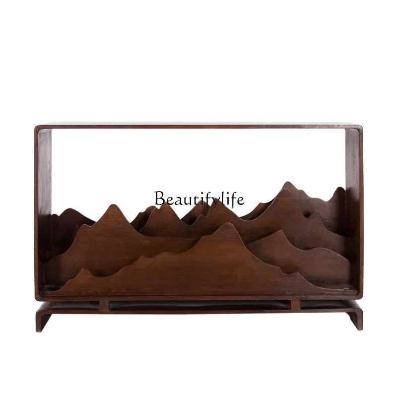 

FG26Modern Minimalist Solid Wood Zen Hallway Middle Hall Altar Vintage Oak Entrance Cabinet