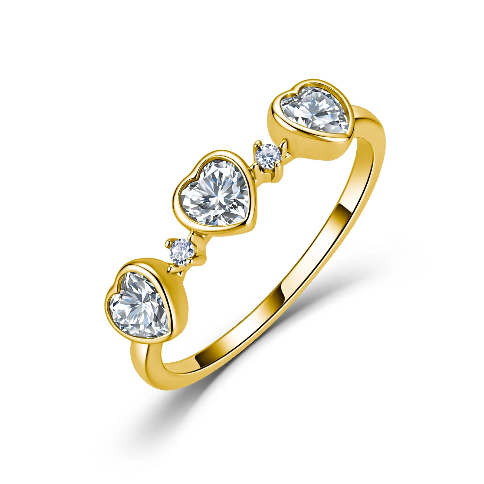 S925 Silver 0.9CTW Heart Moissanite Ring Women Gold Silver Tone Promise Jewelry Gift
