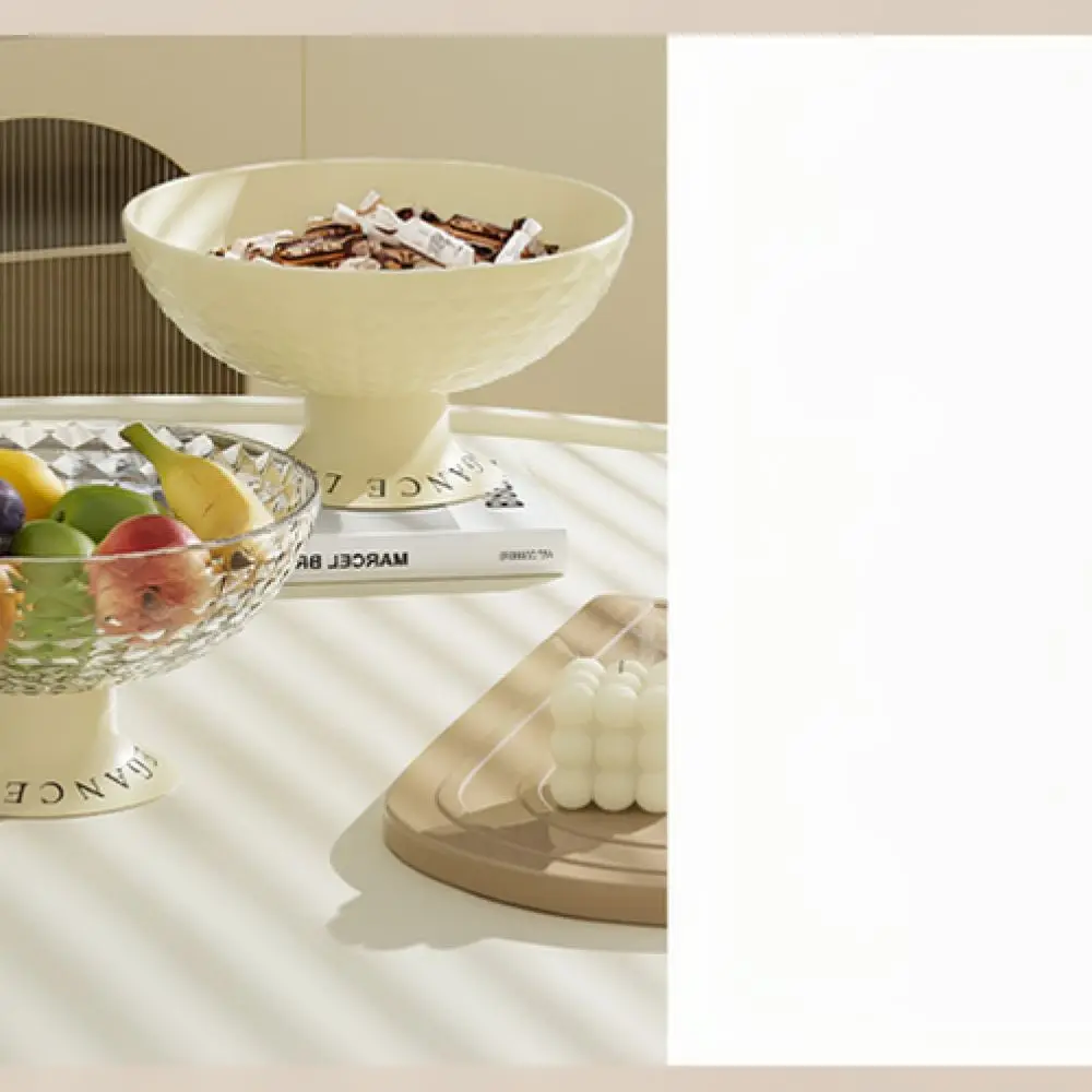 Aesthetic Fruit Tray Minimalist Luxury Plastic Drainable Bowl For Coffee Table Snack Organizer Modern Candy Storage