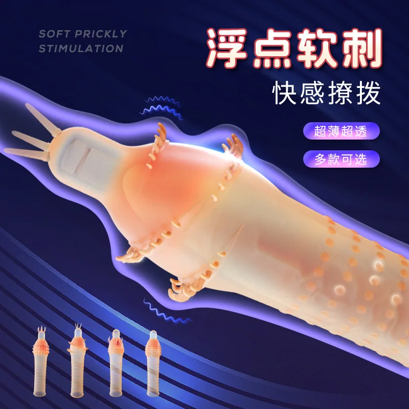 Extension Penis Sleeve Clitoris Stimulation Condoms For Adult Men Sex Toys Elastic Waterproof Spike Condom With Tendrils Sexshop