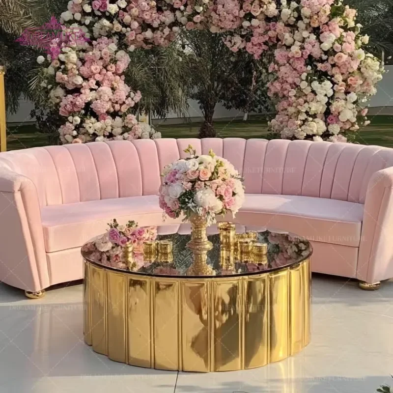 Modern Round Coffee Table Black Glass Top Gold Stainless Steel Base Simple Style Living Room Center Furniture Home Decoration