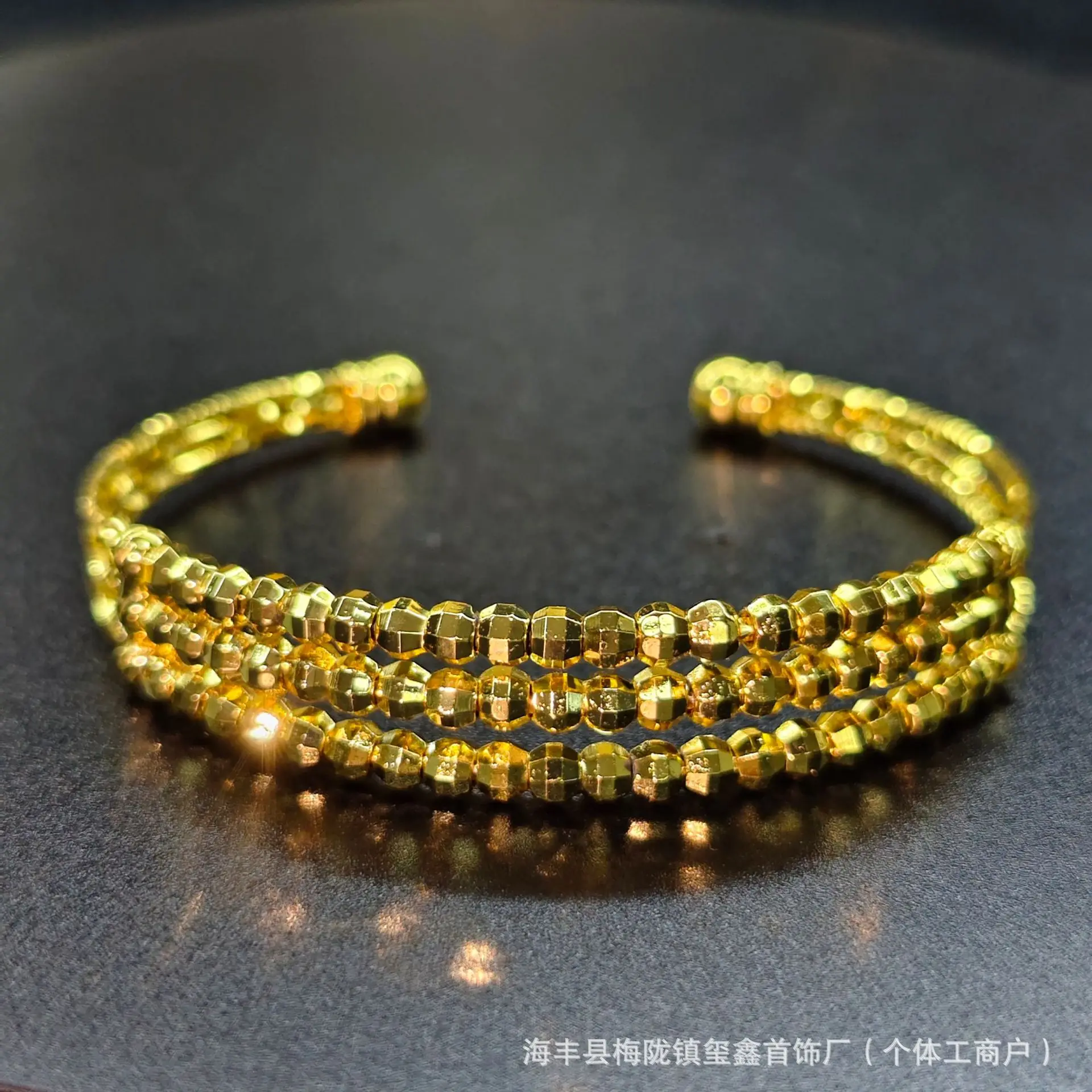 Luxury 24K 9999 Pure Gold real gold Women's Dubai Middle East Bracelet Hollow Mesh Laser Beaded Bracelet