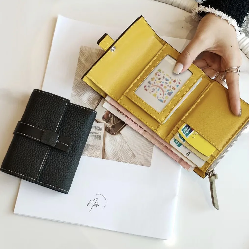 Women Fashion Short Wallet Coin Purse Genuine Leather Tri-fold Clutch Credit Card Holder Travel Accessorie