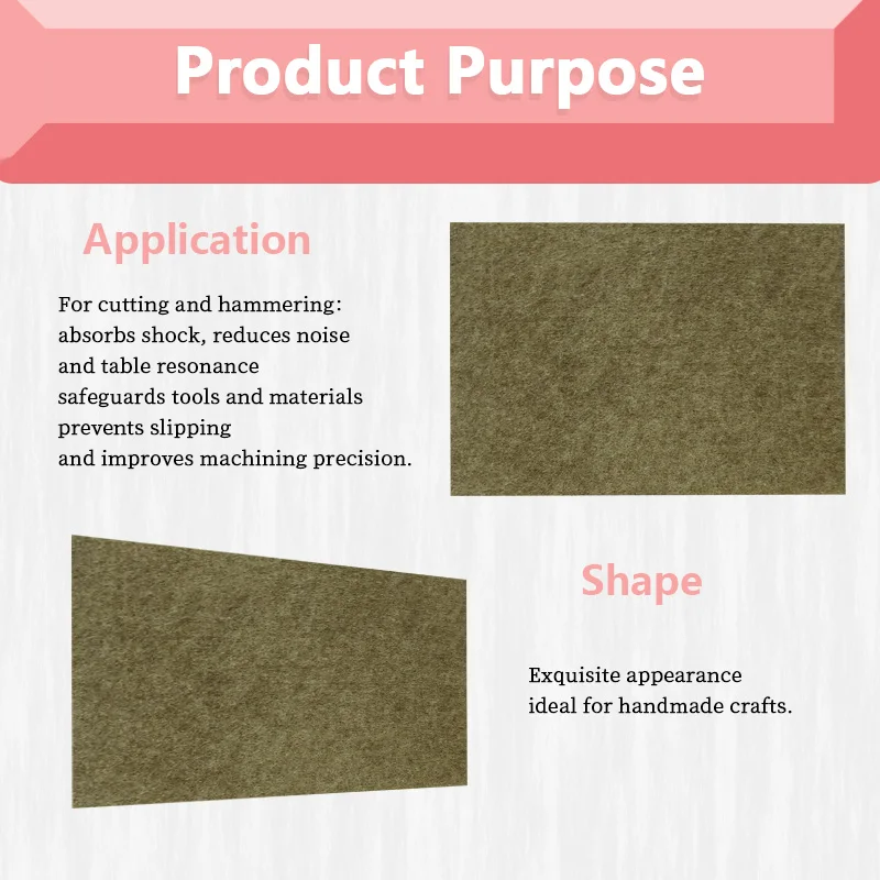 high-Density Hard Felt Soundproofing Pad DIY Handcraft Noise Reduction Khaki Color Vibration Absorption Mat for Craft Making