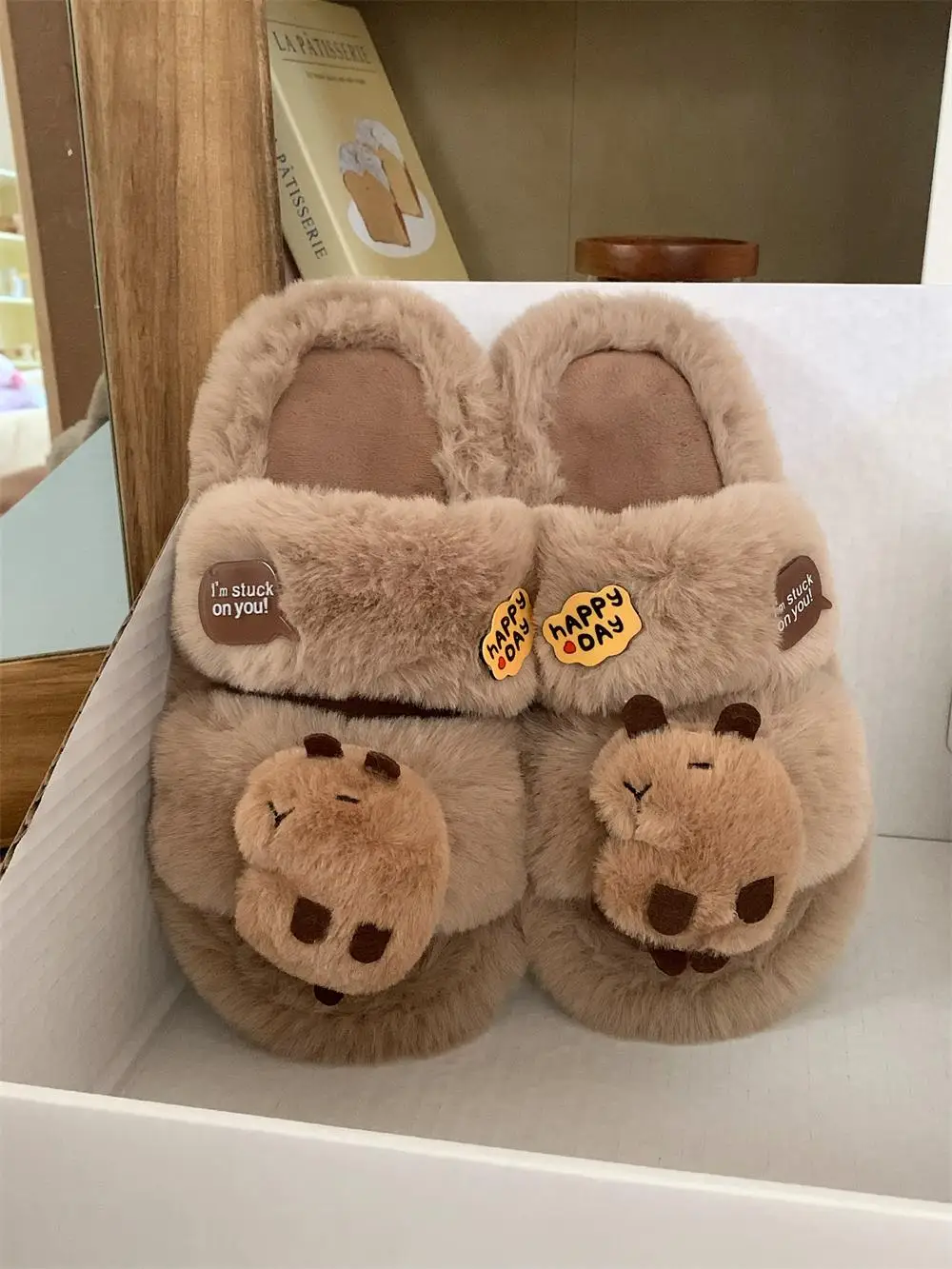 

Cute Ugly Capybara Plu Slippers Women's Autumn Winter Indoor Outdoor Cotton Slippers Thin Stripes Cartoon Sle Home oes