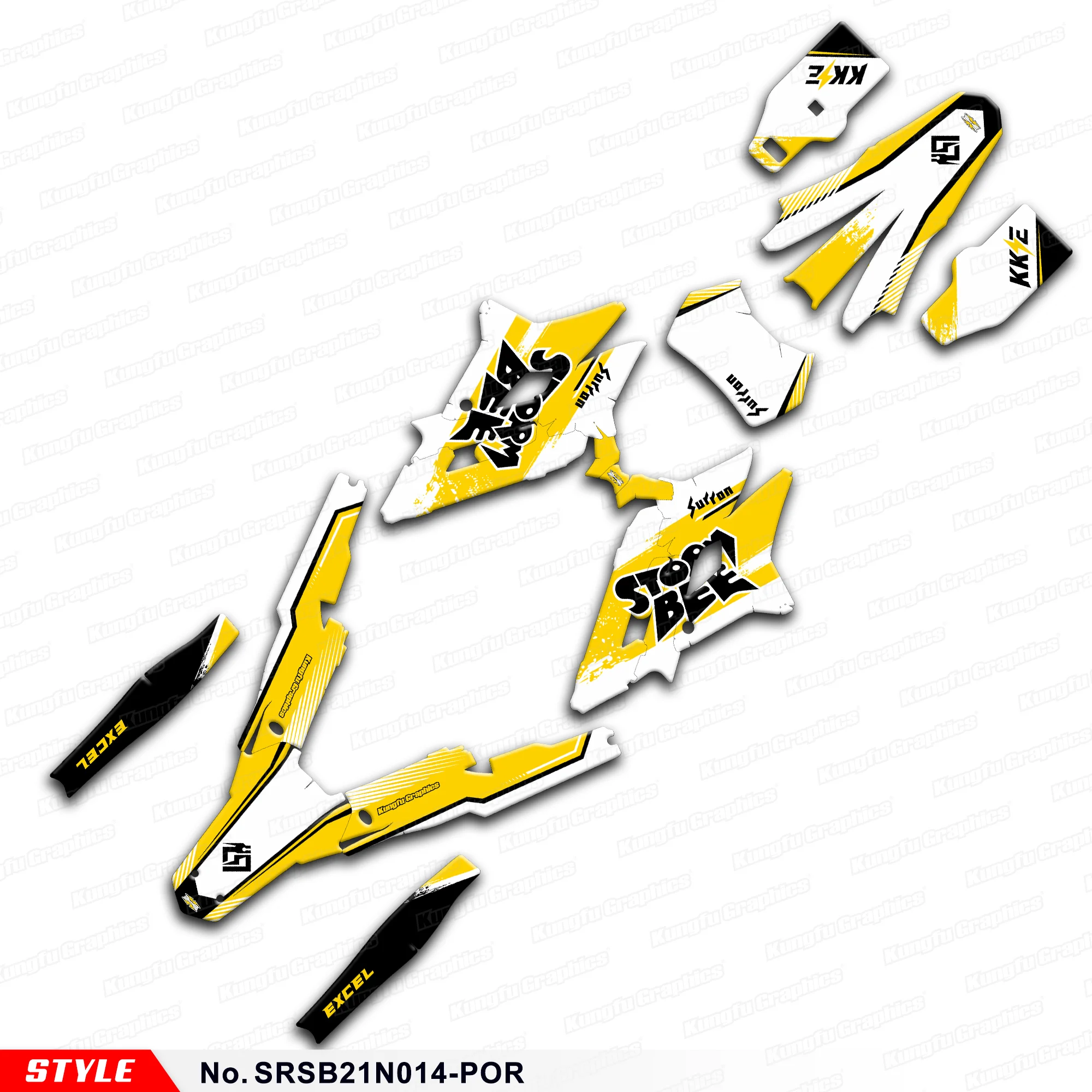 

JY RACING Custom MX Graphics Sticker Sheet for Storm Bee Dirt eBike, Repair, SRSB21N014-POR