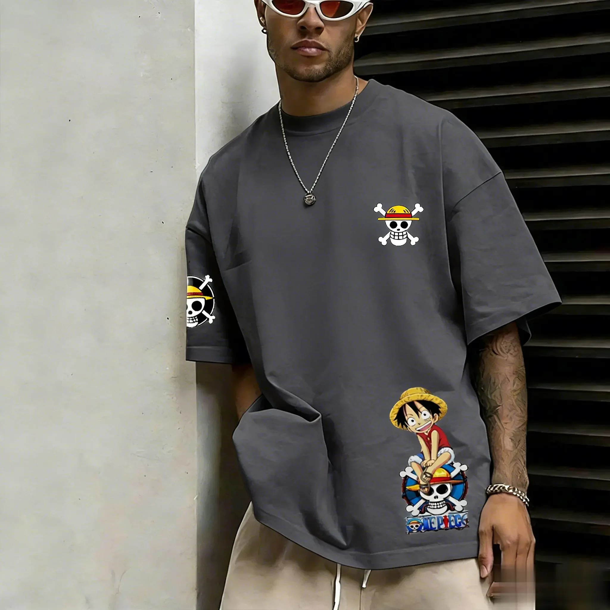 

2026 One Piece Луффи Аниме Футболка Мужчины Женщины Повседневная футболка с коротким рукавом Топы Уличная одежда Футболка с рисунком из мультфильма Круглый вырез Y2k Летняя новинка