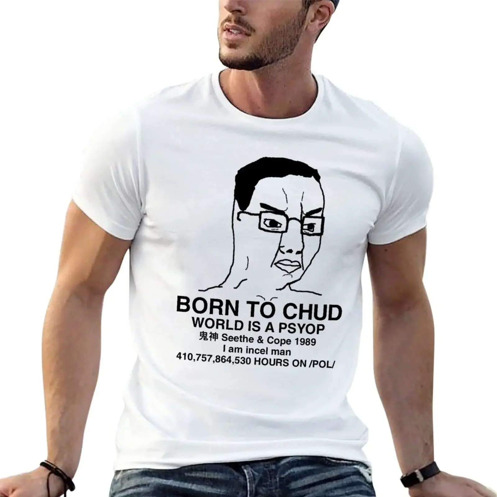 New Born to Chud T-Shirt cute clothes aesthetic clothes Aesthetic mens clothing heavyweight Round Neck Short Sleeve New Arrival