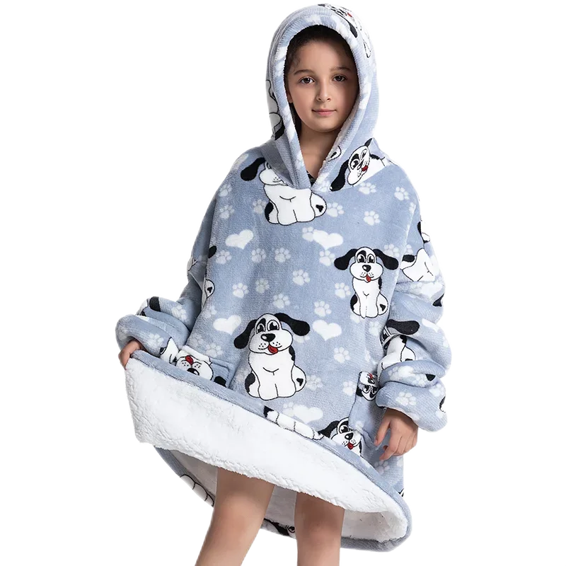 Übergroße Wearale Decke Hoodie Flanell Sherpa Fleece Warm Weich Winter Hoodie Sweatshirt für Kinder Erwachsene Kuscheln – Detail 10
