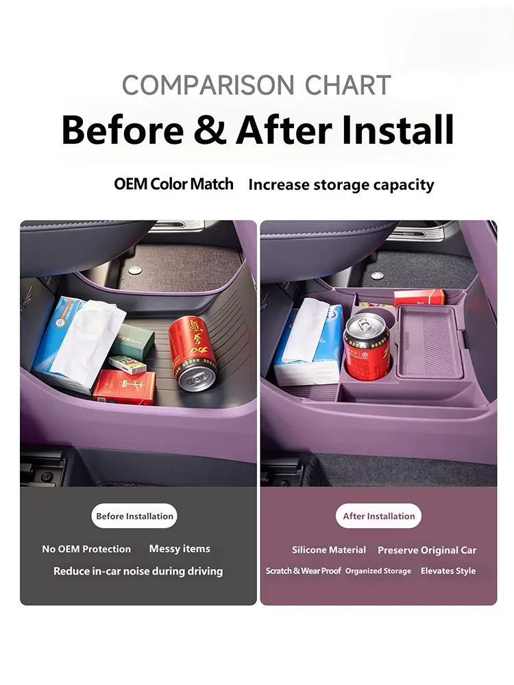 For Xpeng GX 2026 2027 Central Control Lower Level Organizer Storage Box Armrest Box Below Silicone Tray Car Accessory