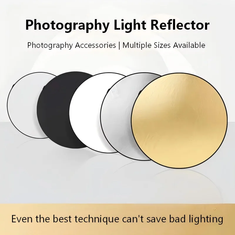 2-in-1 Dual Sided Gold Silver White Reflector 30 60cm Portable Foldable Light Panel for Portrait Live Streaming Studio Photo