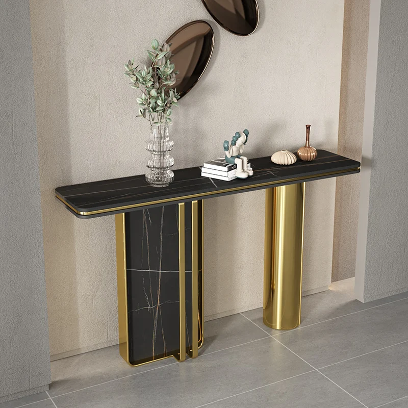 Light luxury marble entrance table Simple entrance table Against the wall Entry living room End view table Narrow case rock slab