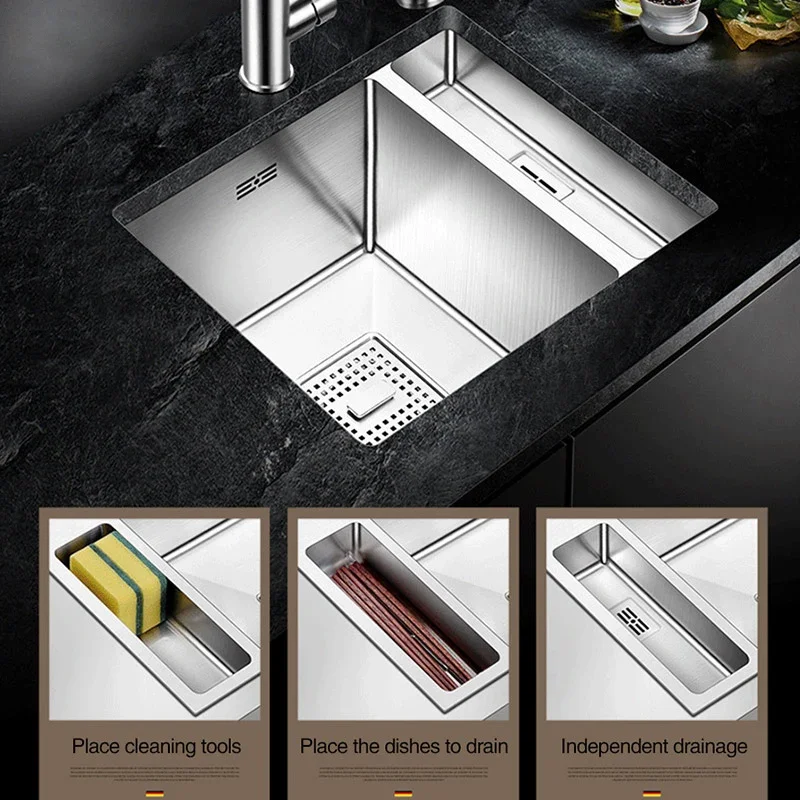 ASRAS 304 Stainless Steel kitchen Sink Handmade Brushed Place items Single Small Size Bar Counter Kitchen Sink