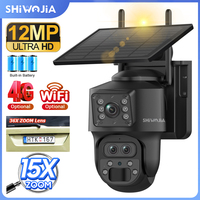 SHIWOJIA Solar Camera 4G SIM/WIFI 6K 12MP 15X ZOOM three Lens Recording Dual Screen Human Auto Tracking Color Night Vision UBox