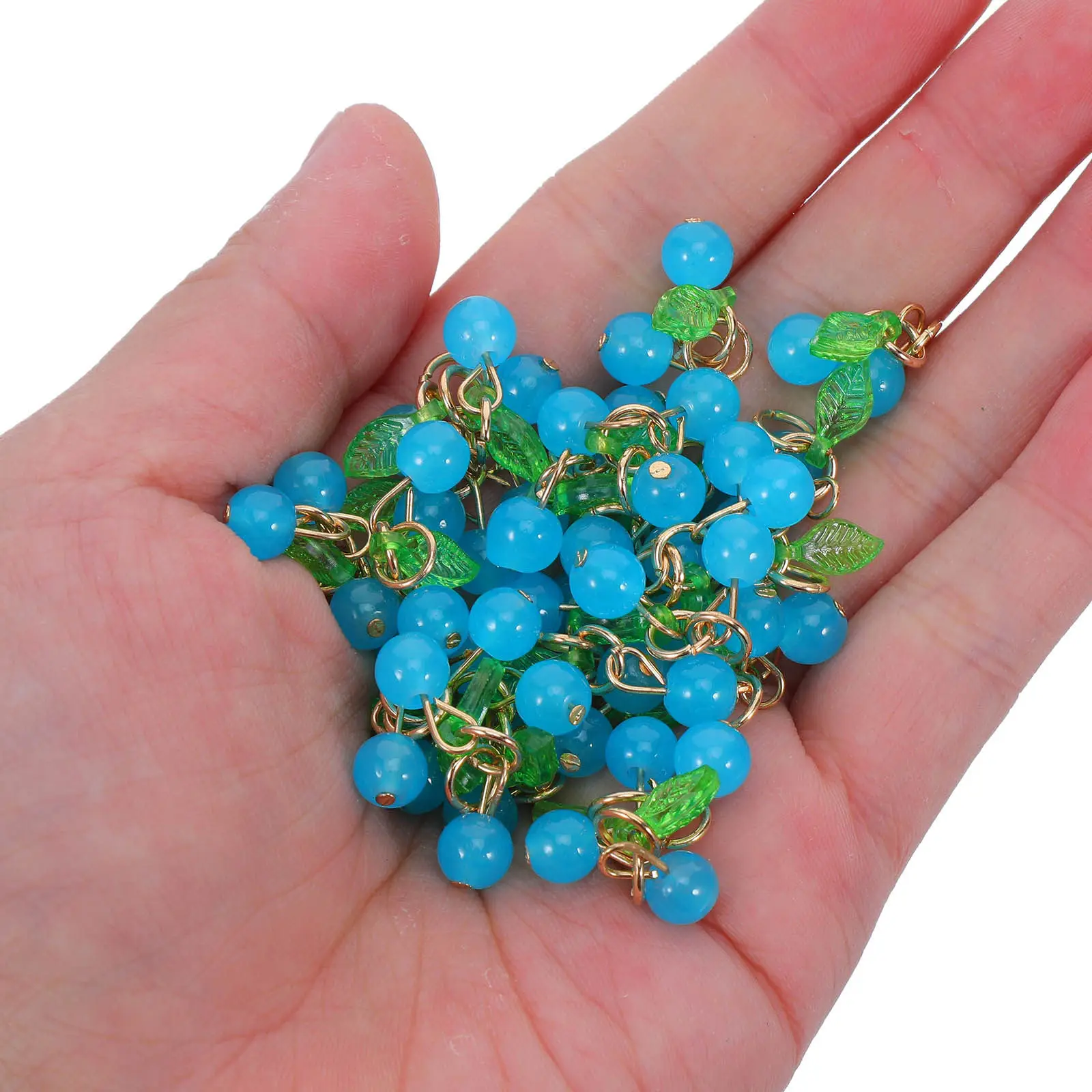 

50 шт. 3D-подвески в форме вишни, милые пластиковые шармы для изготовления украшений, синие фруктовые бусины для браслетов, ожерелий, брелоков, серег