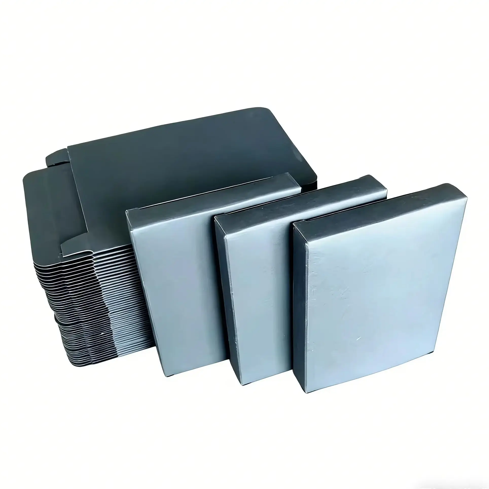 350gsm Black Cardboard Folding Double Insert Box, 50pcs/Bundle Rectangular Flat Packaging Box, Black Gift Box for Card Storage