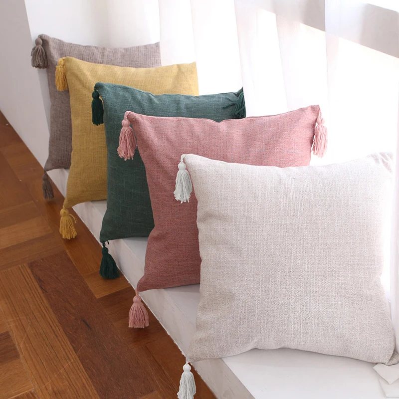 

45x45cm Decorative Cushion Cover Faux Linen Pillow Cover Pastoral For Living Room Simple Modern Style Car Pillowcase Nordic