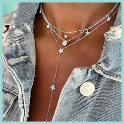 lovely cz star charm long women necklace gold silver color fashion trendy jewelry cubic zirconia cz charming lariat chain