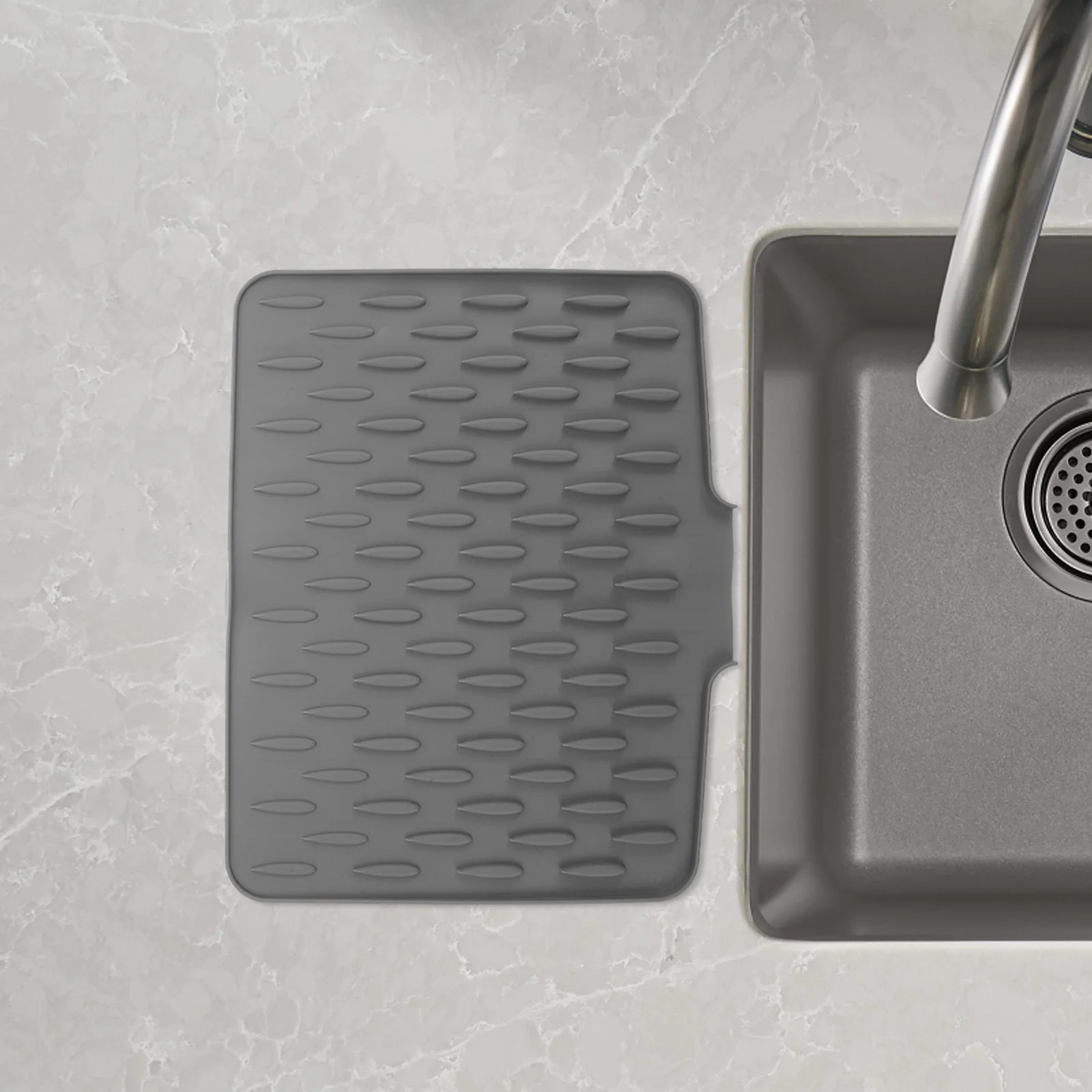 

Silicone Kitchen Drying Mat Non-Slip Drainage Design Heat Resistant Waterproof Counter Drain Pad for Sink Countertop Dish Drying