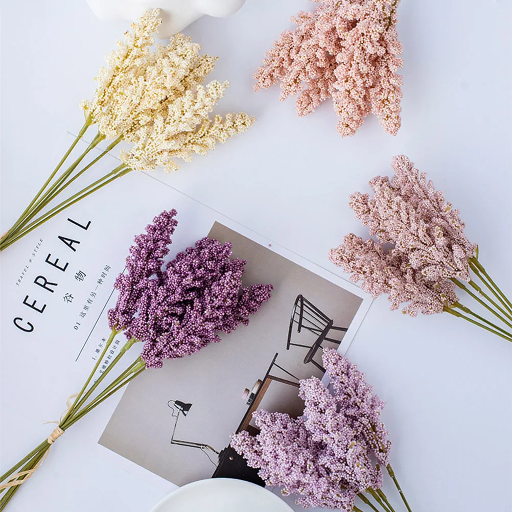 

Light Pink Artificial Wheat Flower Bouquets Realistic Simulated Plants For Home Office Garden Decor Photography Props Faux