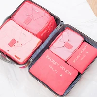 6 Pcs/Set Pink/Blue/Grey Travel Storage Bag Large Capacity Waterproof Luggage Clothing Underwear Storage Bag Bag With Zipper 3
