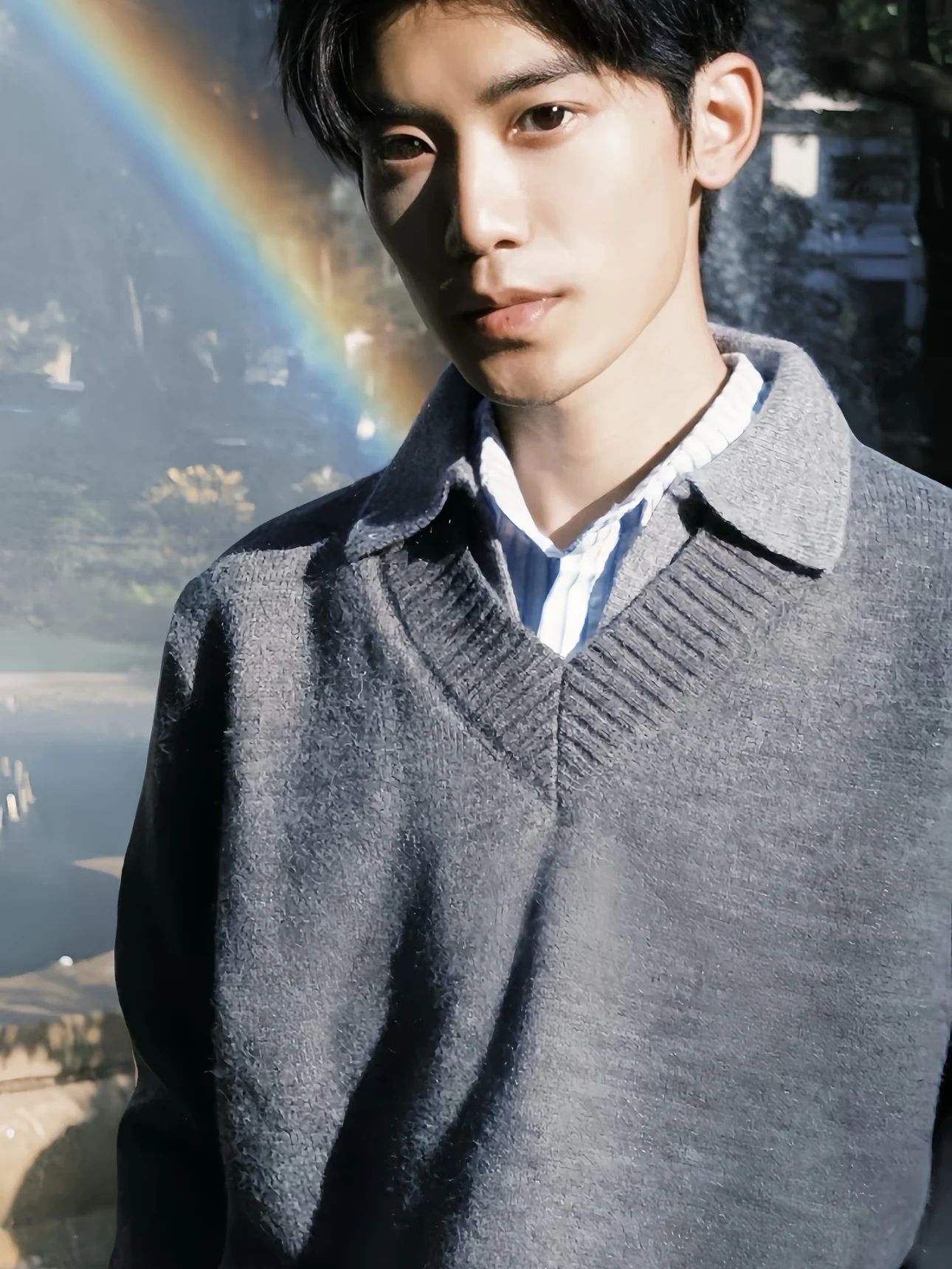 

Вязаный свитер в американском стиле ретро с V-образным вырезом, свободный мужской повседневный высококачественный свитер для пар, верхняя одежда из полиэфирного волокна, длинный све