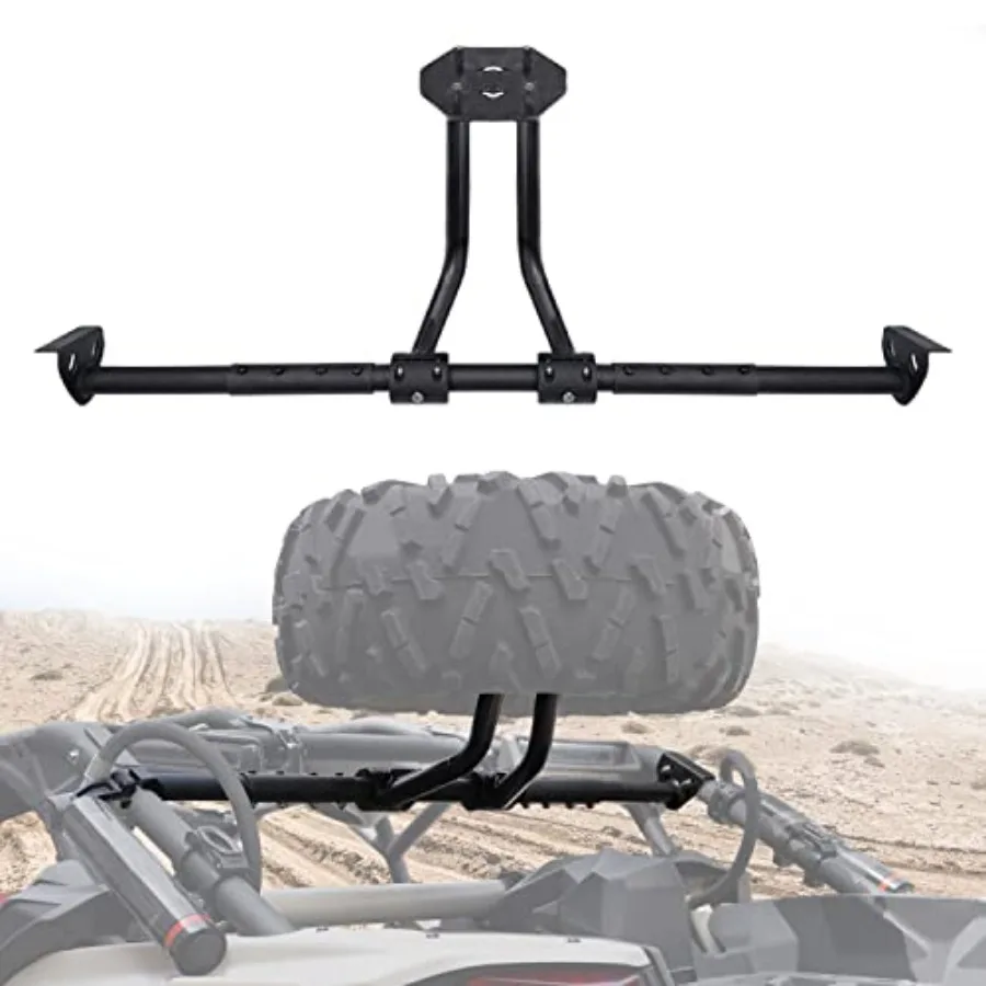 Rear Spare Tire Carrier Mount Rack for Can Am Maverick X3 Max 2017-2025 Accessories Holds Up to 32 Tire Black Metal