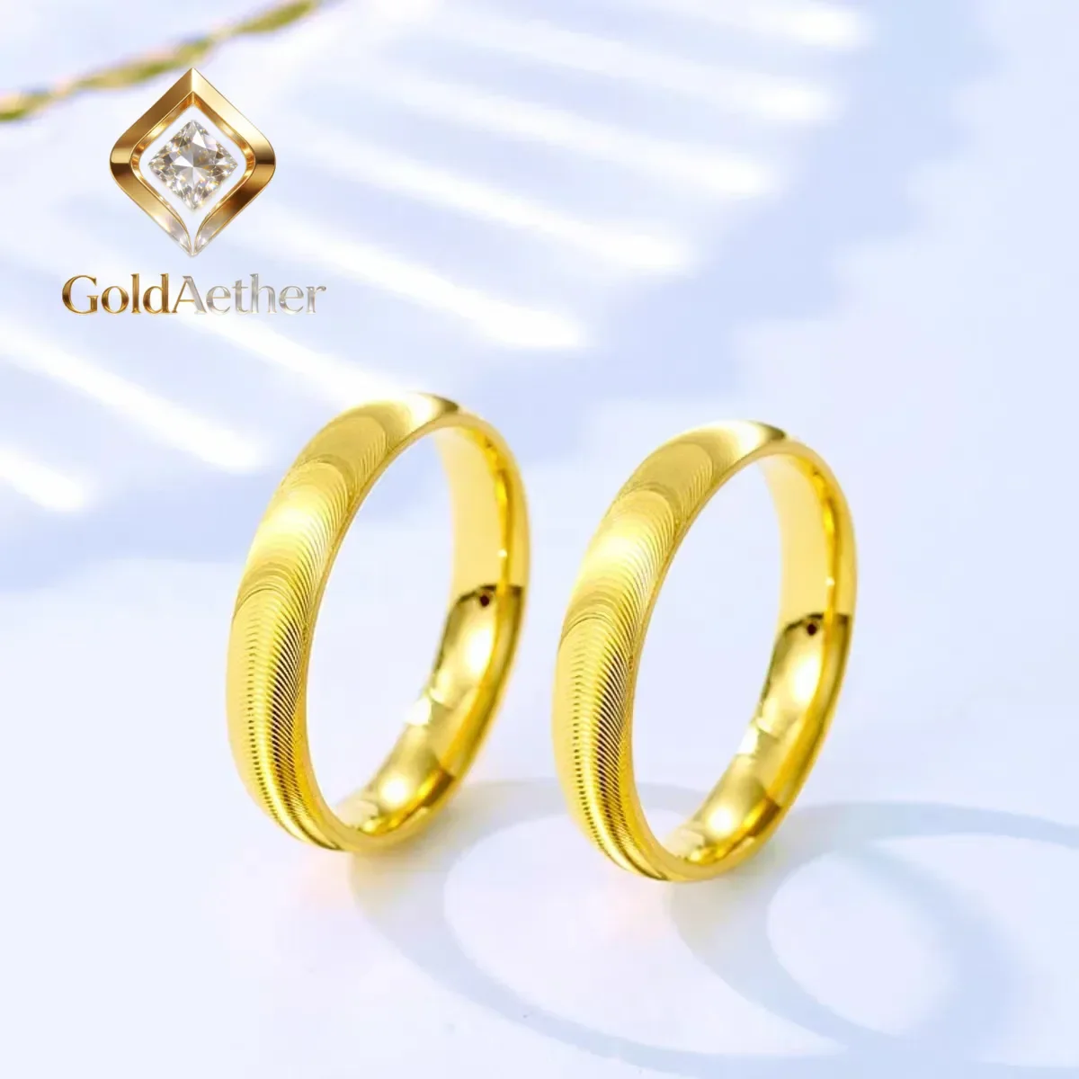 

GoldAether High - Grade 24K Pure Gold AU999 Cat's Eye Ring, Fashionably Simple for Couples, Wholesale with Metal Stamp