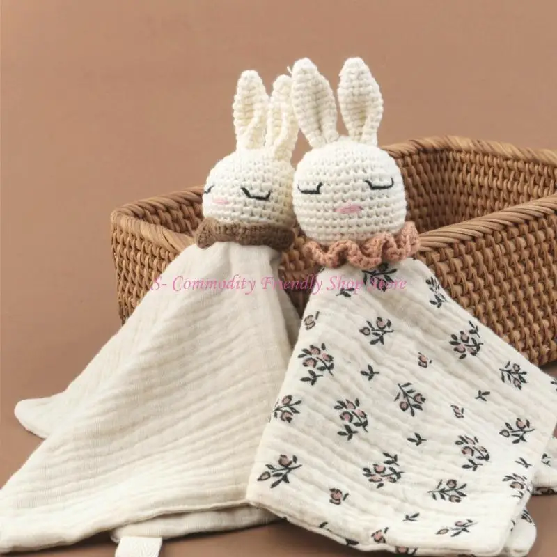 

85AE Infant Baby Appease Comforting Towel Knitted Rabbit Burp Cloth Sleep Soothes Toy