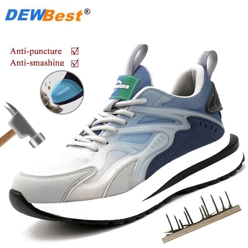 New men's anti smashing and anti piercing steel toe lightweight protective shoes men's sports shoes safety work shoes