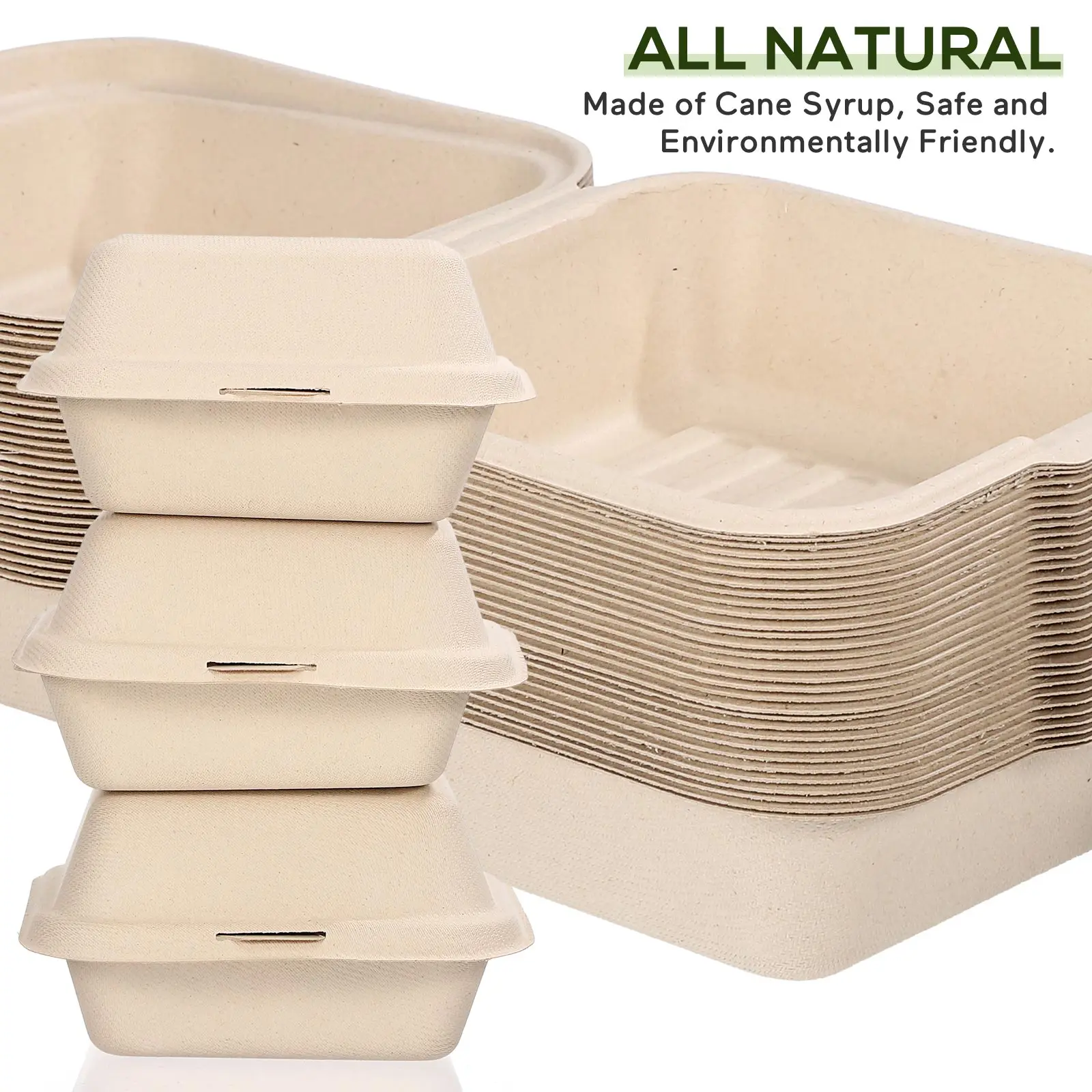 

30 Pcs Pulp Lunch Box Take Out Containers with Lids Food Boxes Sugar Cane Travel Takeaway for Restaurant